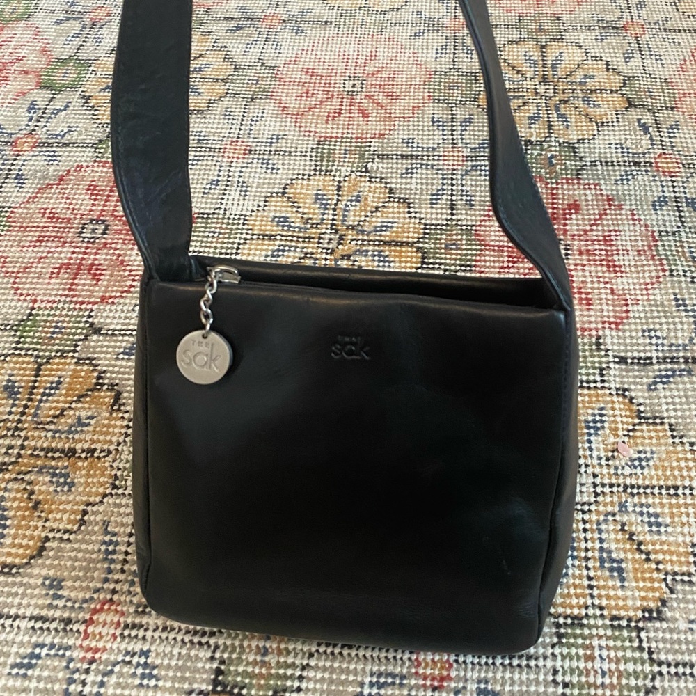 90s The Sak Purse Genuine Leather Shoulder Bag Black